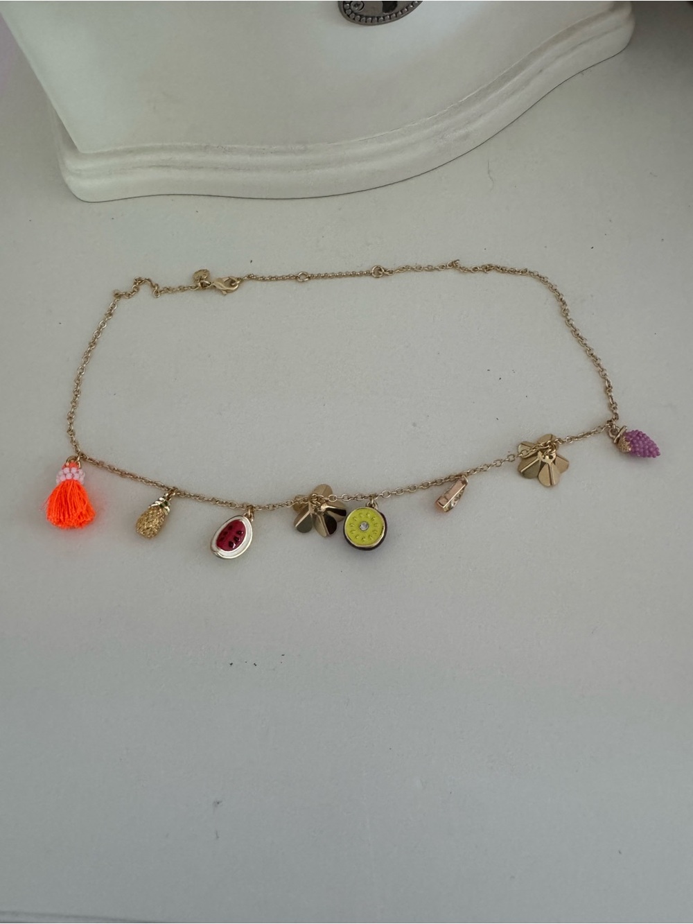 Crewcuts Gold-Tone Fruit Charm Necklace with Neon Tassel Accents